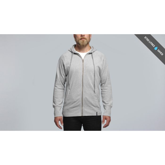 Pure Waste Zip Hoodie Raglan - Grey Melange